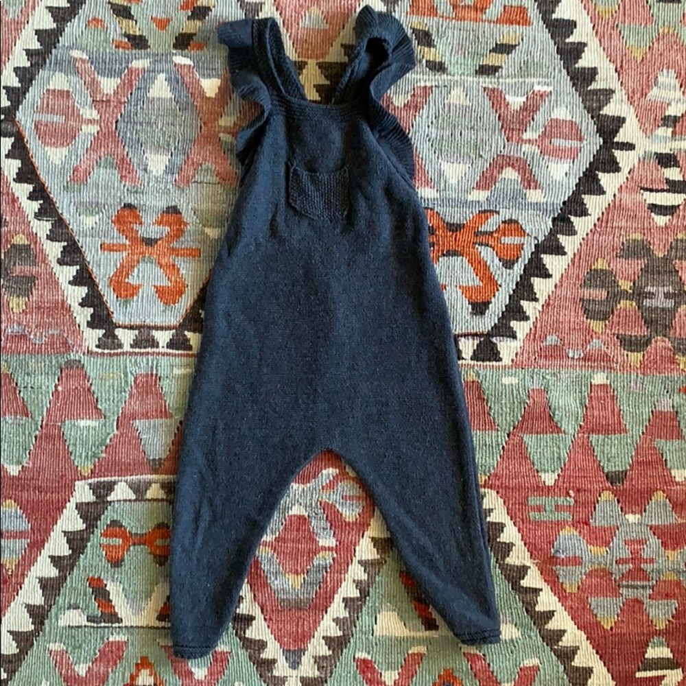 Zara mini knitted overalls with ruffles.